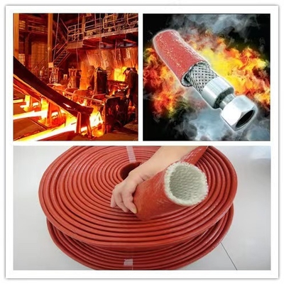 Ντυμένη μόνωση θερμότητας Sleeving φίμπεργκλας σιλικόνης αντίστασης φλογών λάστιχο